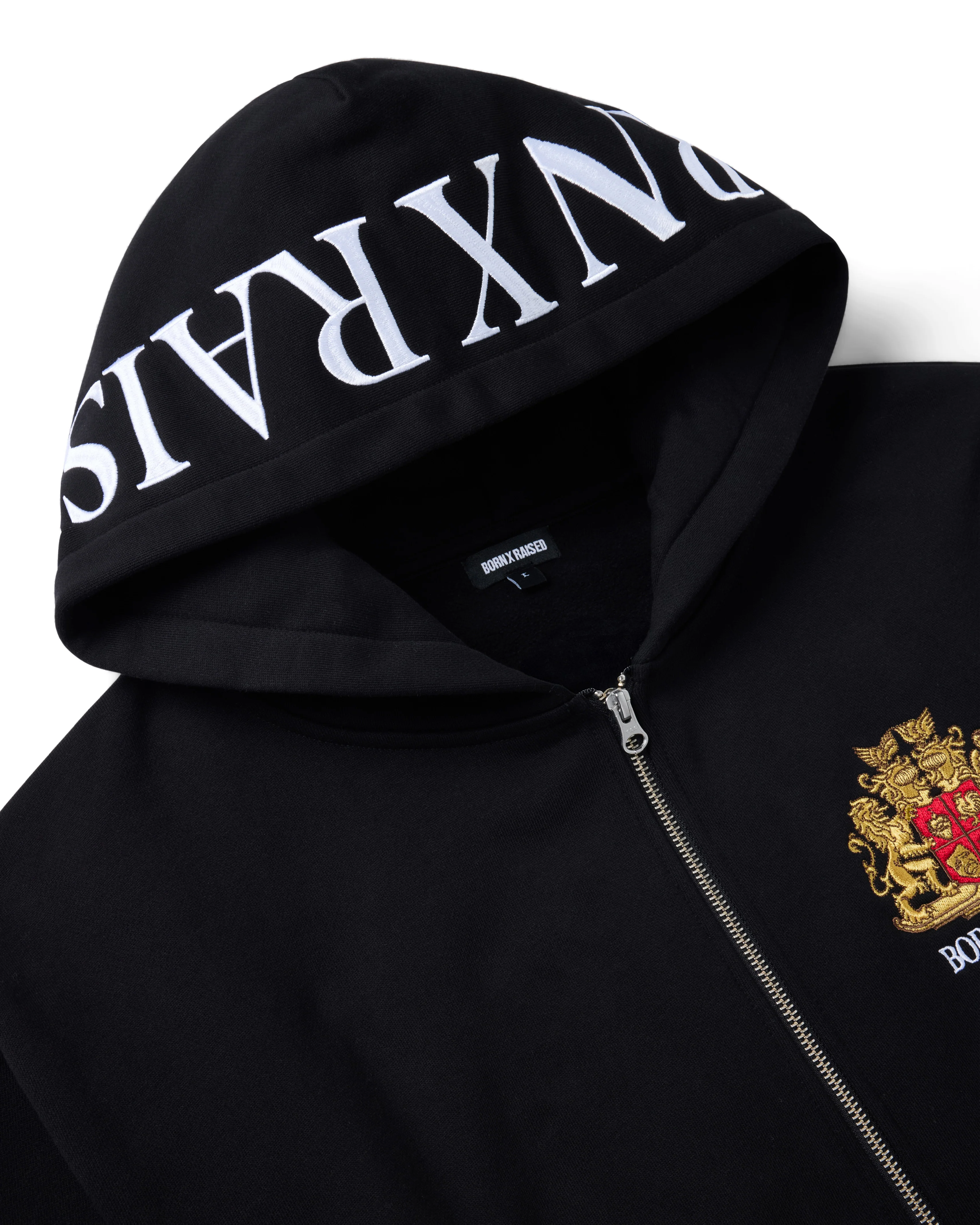 CREST ZIP-UP HOODIE: BLACK - Image 3