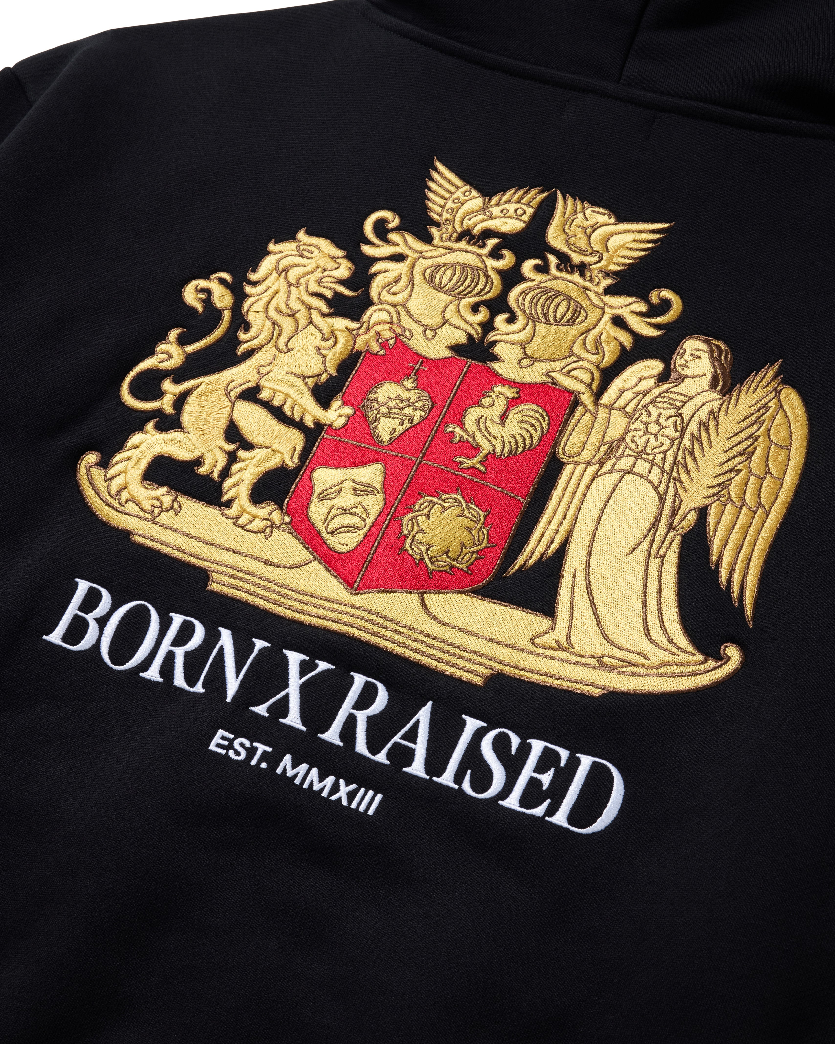 CREST ZIP-UP HOODIE: BLACK - Image 4