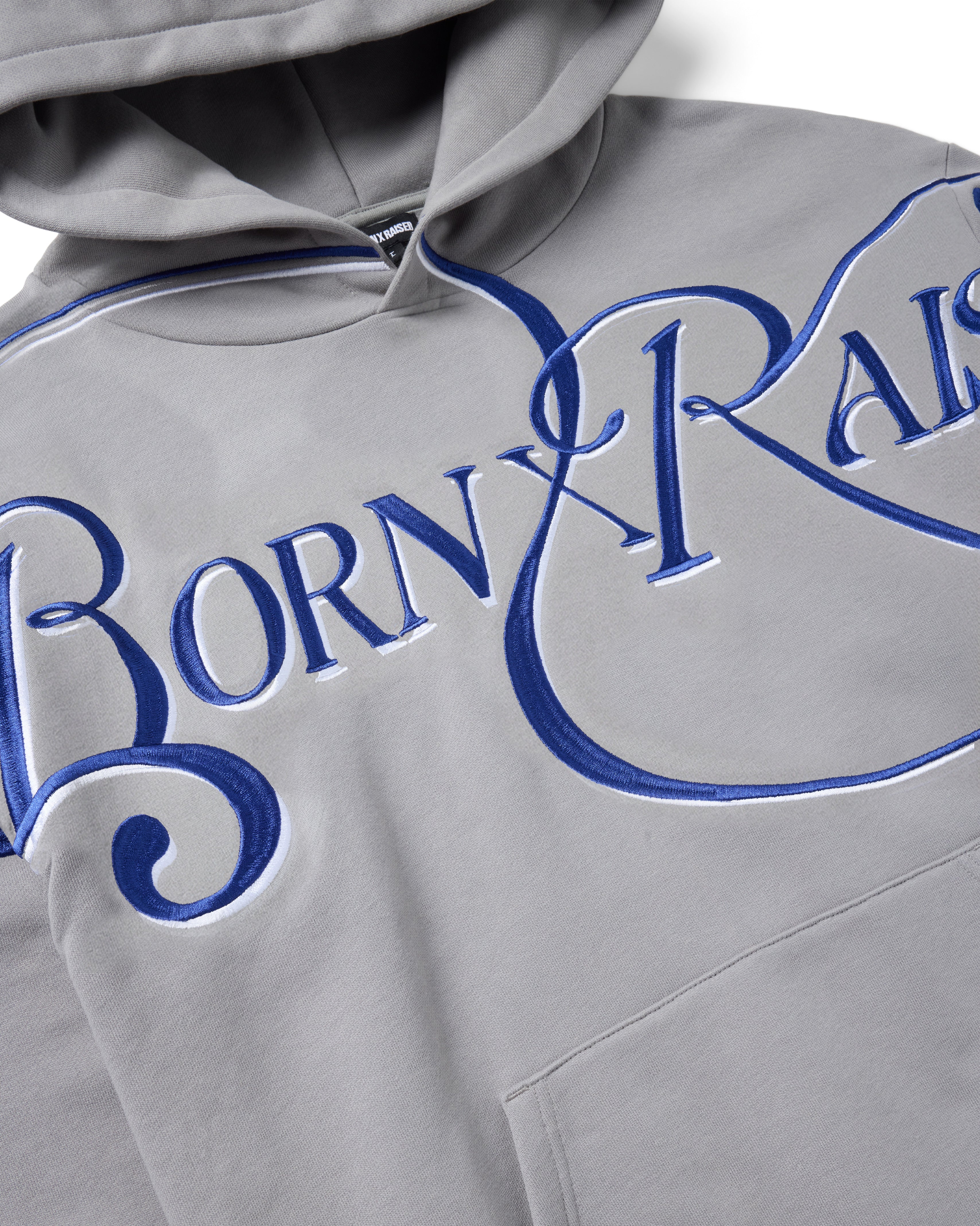 EMBROIDERED JUMBO SCRIPT HOODIE: GREY - Image 3